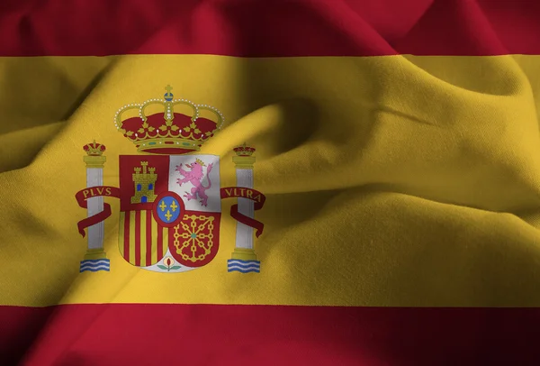 Closeup of Ruffled Spain Flag, Spain Flag Blowing in Wind