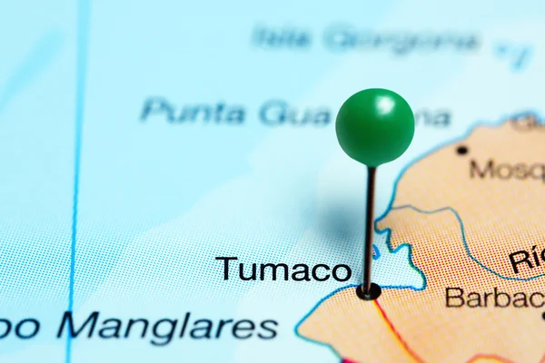 Tumaco pinned on a map of Colombia