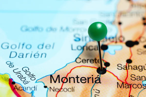 Monteria pinned on a map of Colombia