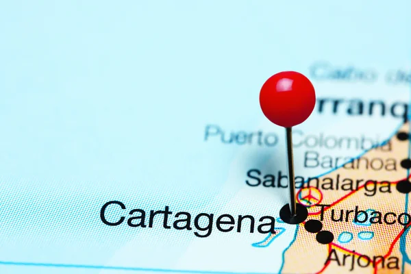 Cartagena pinned on a map of Colombia