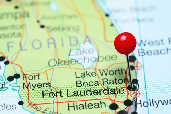 Fort Lauderdale pinned on a map of Florida, USA