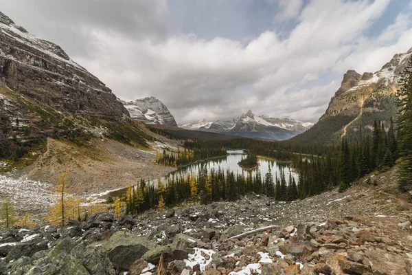 Mary Lake and mountains in Lake O\'Hara, Yoho National Park, British Columbia, Canada