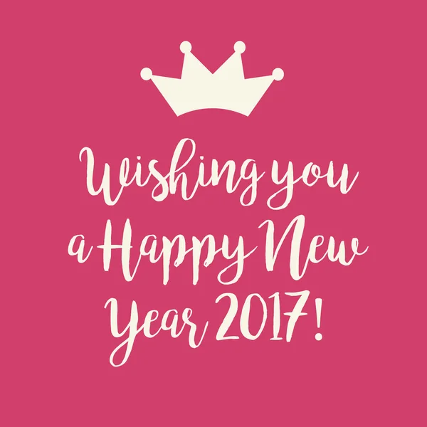 Pink Happy New Year 2017 card with a crown