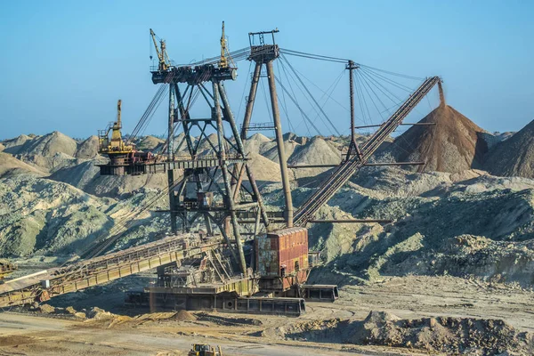 Biggest excavator in the world working, Bagger 228, Ukraine. Big mine, develop mineral resources, excavator digs, metallurgy in Ukraine