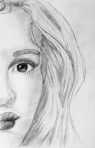 Beautiful girl face sketch.