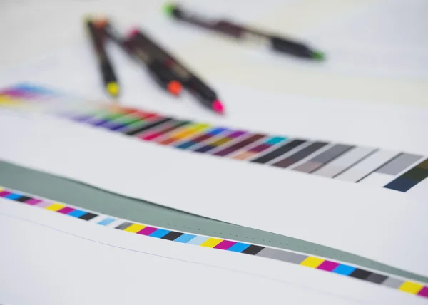 Color chart with neon pen on Digital Printing Offset Industry