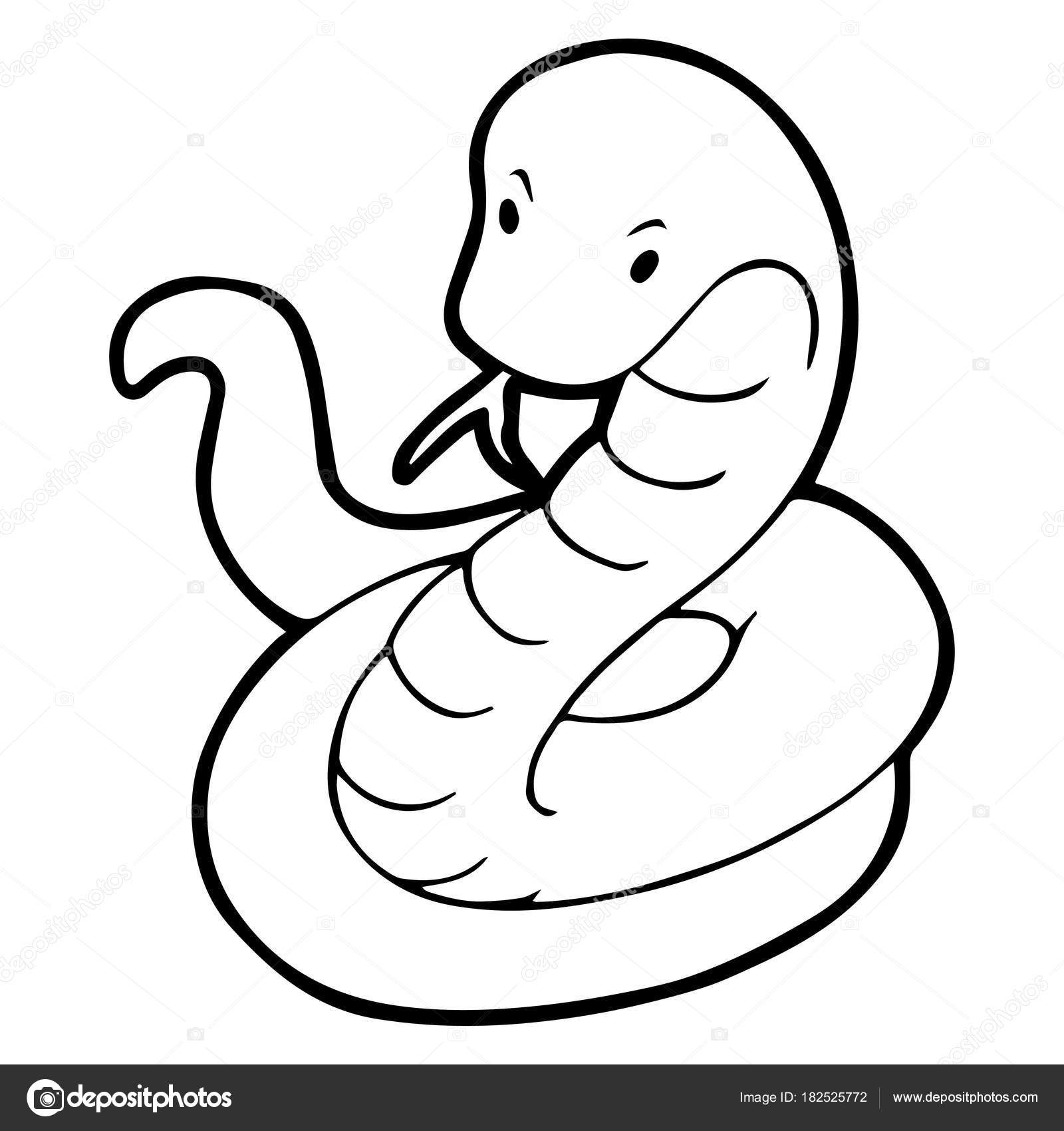 Serpiente De Dibujos Animados En Blanco Y Negro Dibujo Serpiente