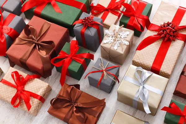 Lots of Gift boxes background, christmas presents in paper