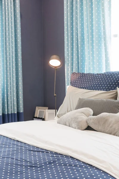 Modern blue color tone bedroom interior design