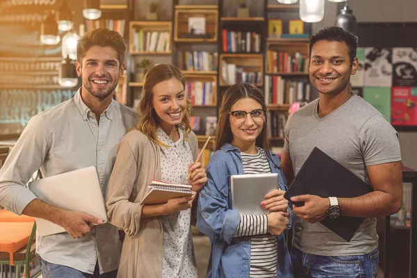 Students working in university library