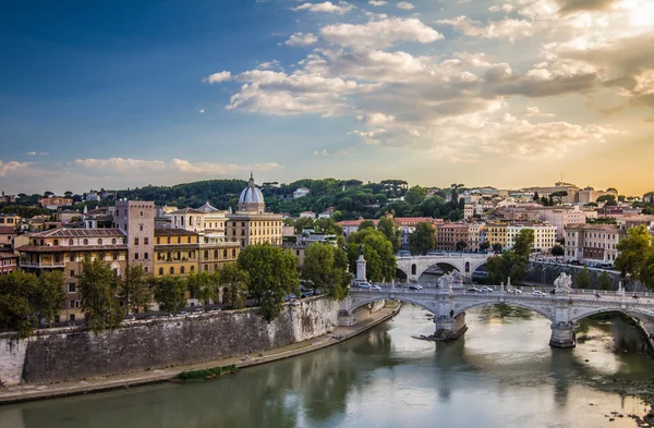 Nice sunset view of Tiber River in Rome