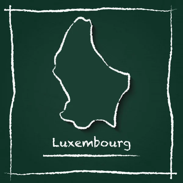 Luxembourg outline vector map hand drawn with chalk on a green blackboard.