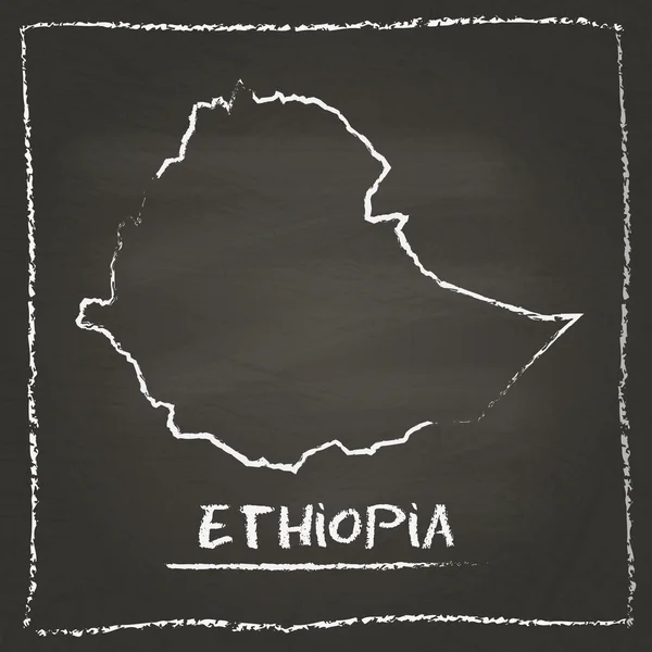 Ethiopia outline vector map hand drawn with chalk on a blackboard.