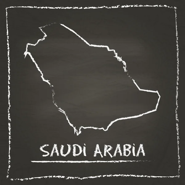 Saudi Arabia outline vector map hand drawn with chalk on a blackboard.