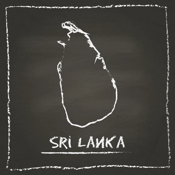 Sri Lanka outline vector map hand drawn with chalk on a blackboard.