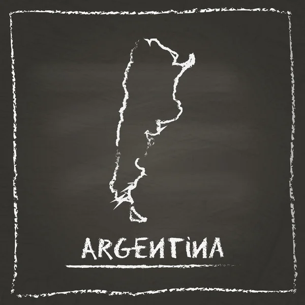 Argentina outline vector map hand drawn with chalk on a blackboard.
