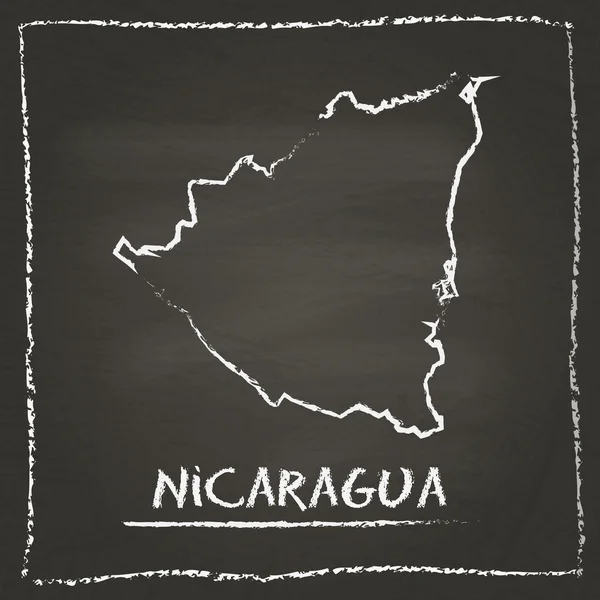 Nicaragua outline vector map hand drawn with chalk on a blackboard.