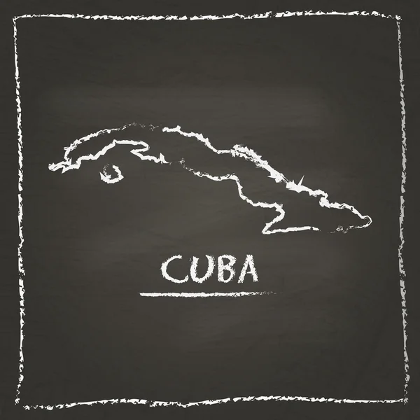 Cuba outline vector map hand drawn with chalk on a blackboard.
