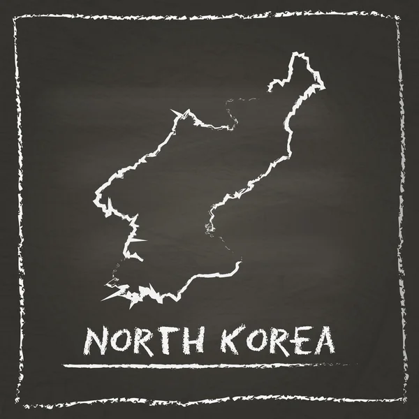 Korea, Democratic People%27s Republic Of outline vector map hand drawn with chalk on a blackboard.