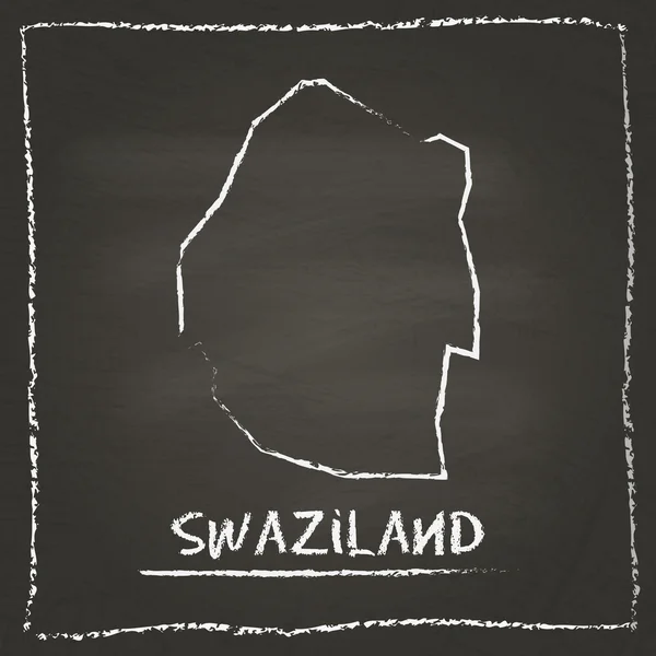 Swaziland outline vector map hand drawn with chalk on a blackboard.