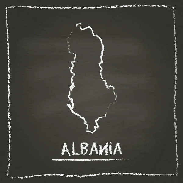 Albania outline vector map hand drawn with chalk on a blackboard.