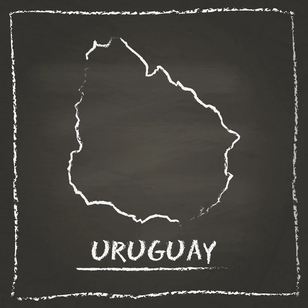 Uruguay outline vector map hand drawn with chalk on a blackboard.