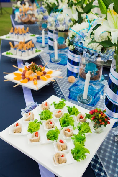 Luxury food and drinks on wedding table