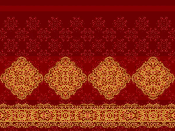 Horizontal floral border. Pattern, seamless. Gold lace. Golden crystals, weaving, arabesques. Dark rich velvet background. Openwork lace weaving.