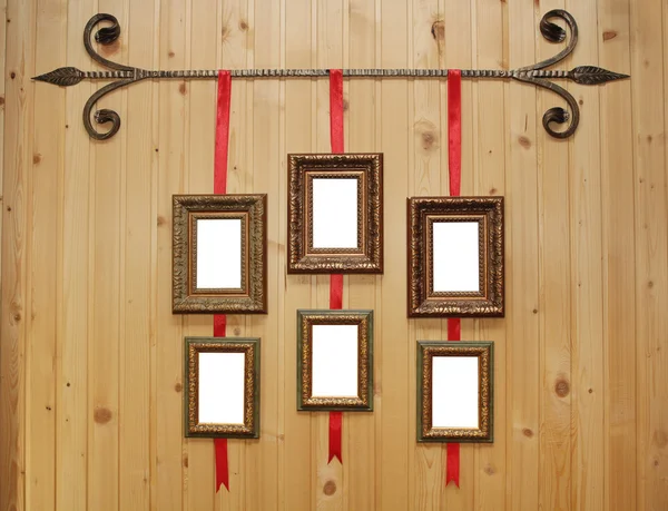 Wooden picture frames and paintings