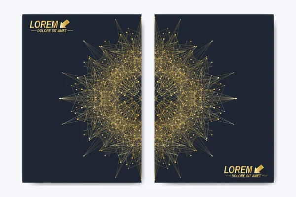 Modern vector template for brochure, leaflet, flyer, cover, magazine or annual report. Golden layout in A4 size. Business, science and technology design book layout. Presentation with golden mandala.