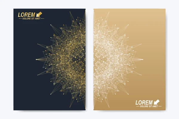 Modern vector template for brochure, leaflet, flyer, cover, magazine or annual report. Golden layout in A4 size. Business, science and technology design book layout. Presentation with golden mandala.