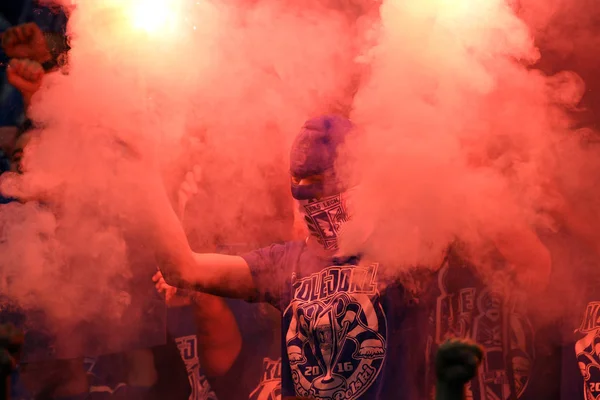 Lech Poznan football supporters.