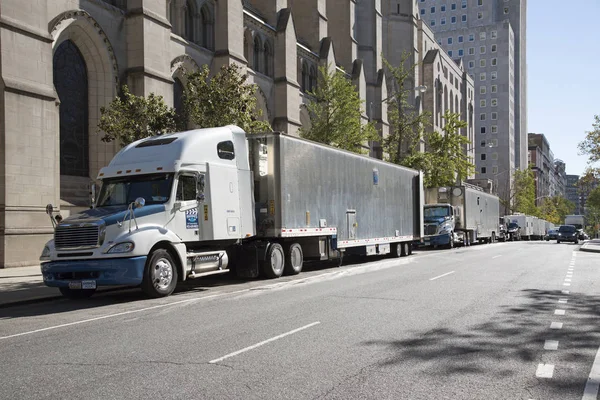 Film makers transportation trucks in New York USA