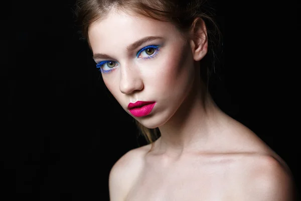Beauty make up fashion. Beauty Girl Portrait with Vivid Makeup .Fashion Woman portrait close up. Bright Colors. Rainbow Colors