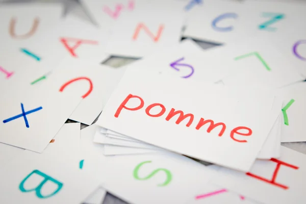 French; Learning the New Word with the Alphabet Cards; Writing A