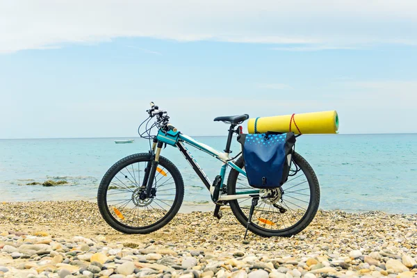 Parked at the beach mountain bike ready to travel.