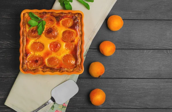 Fresh baked fruit pie tart with apricot
