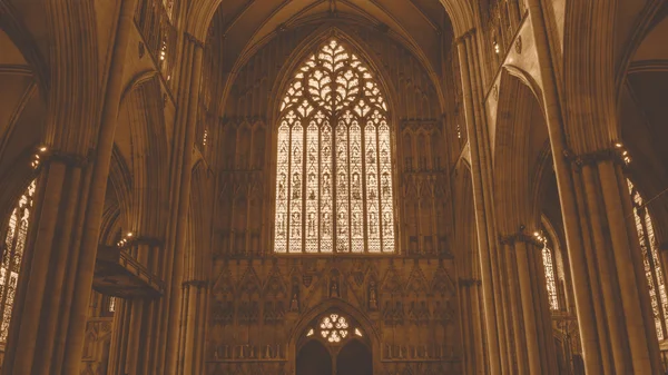 York Minster West Window Heart Of York low angle HDR sepia tone