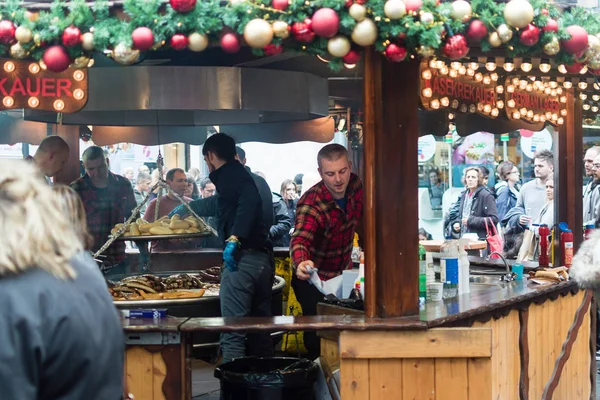 Bristol Christmas Market, German Market - Sausages stall