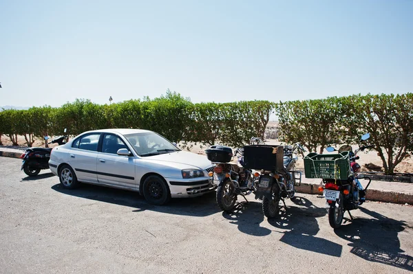 Hurghada, Egypt -20 August 2016: Car and motorcycles with Egypt