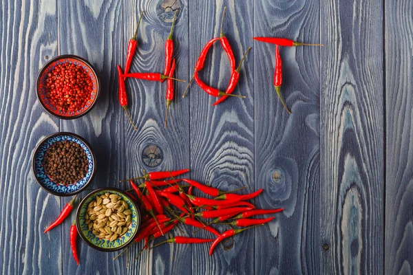 Hot word made from red  hot chili pepper