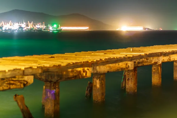 Landscape of Wooded bridge pier