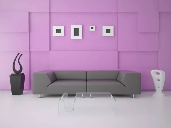 Hi-tech living room on creative background.
