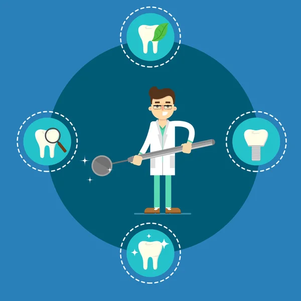 Dental health banner with male dentist