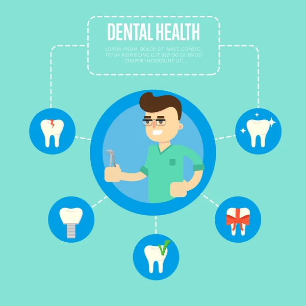 Dental health banner with male dentist