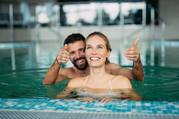 Couple enjoying spa wellness weekend