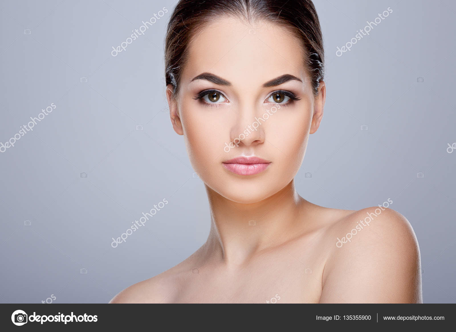 Beauty Model With Nude Make Up Stock Photo By VelesStudio 135355900