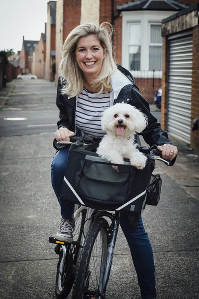 Woman and Dog on Bike
