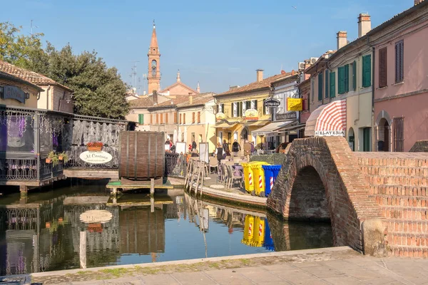 Romantic canal restaurant in Comacchio, Emilia Romagna taly