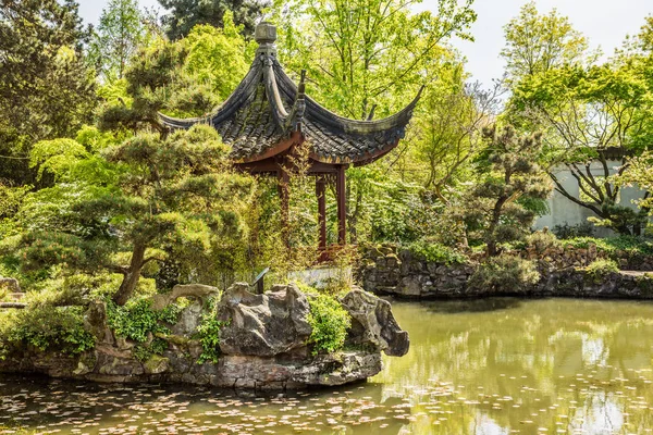 Chinese garden with gazebo pagoda